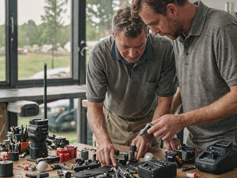 Professional golf equipment repair workshop